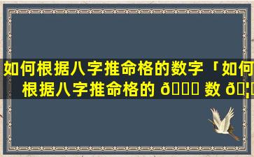 如何根据八字推命格的数字「如何根据八字推命格的 💐 数 🦉 字和吉凶」